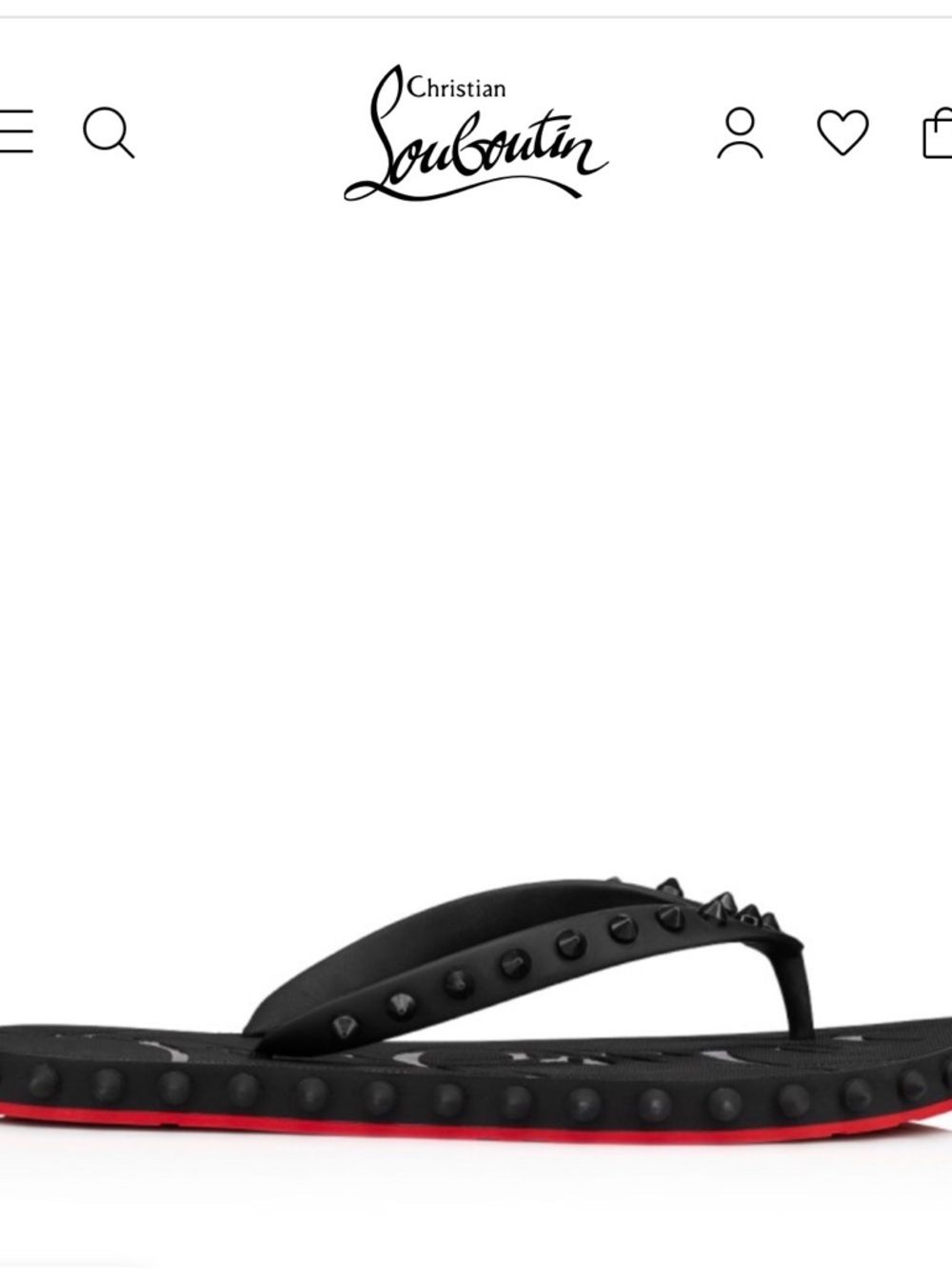 Christian Louboutin Black Studded Thong Sandals with Red Sole Edge